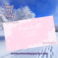 Winter Wonderland Baby Shower pink diaper raffle tickets,(pink 5)